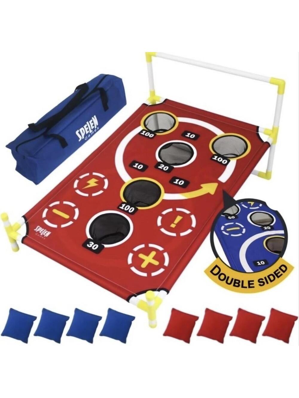 Spelen 360 Toss and Turn Game Double Sided Bean Bag Toss Cornhole Set 16+ Games